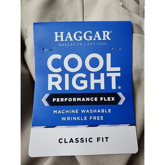 Haggar Cool Right Performance Flex Classic Fit Dress Pants Mens 34x29 Beige NEW - Picture 9 of 10